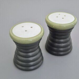 Pfaltzgraff Sphere Salt & Pepper Shaker Set, Charcoal Gray & Green Modern Design